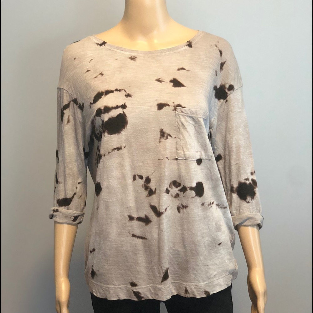 Vince grey tie dye Pima cotton pocket tee shirt